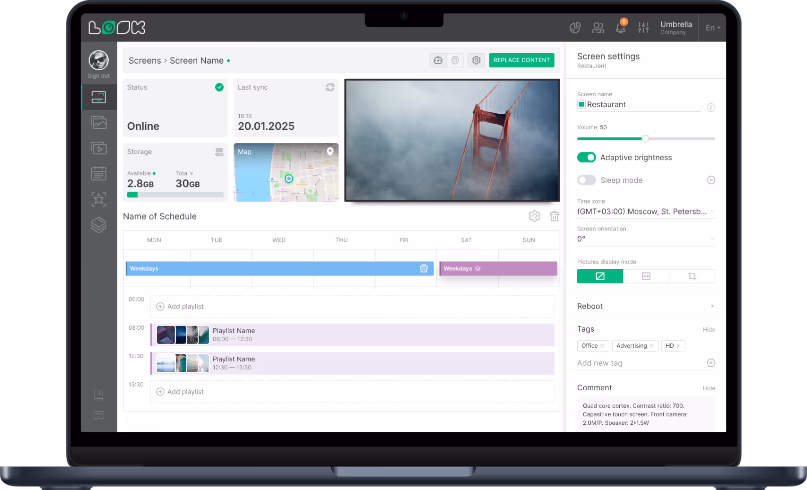 Captura de tela do dashboard no notebook