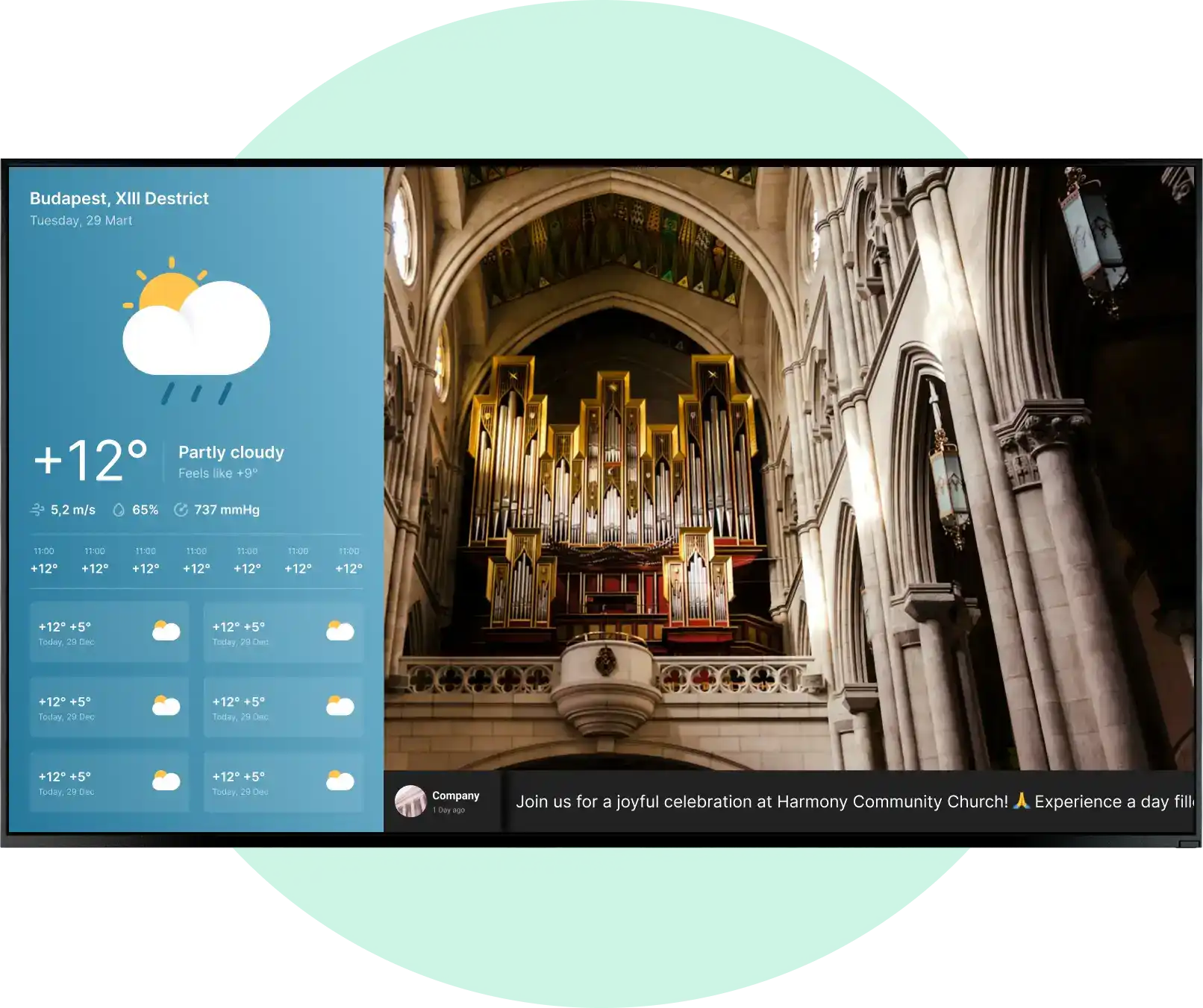 Digital signage for church, layout