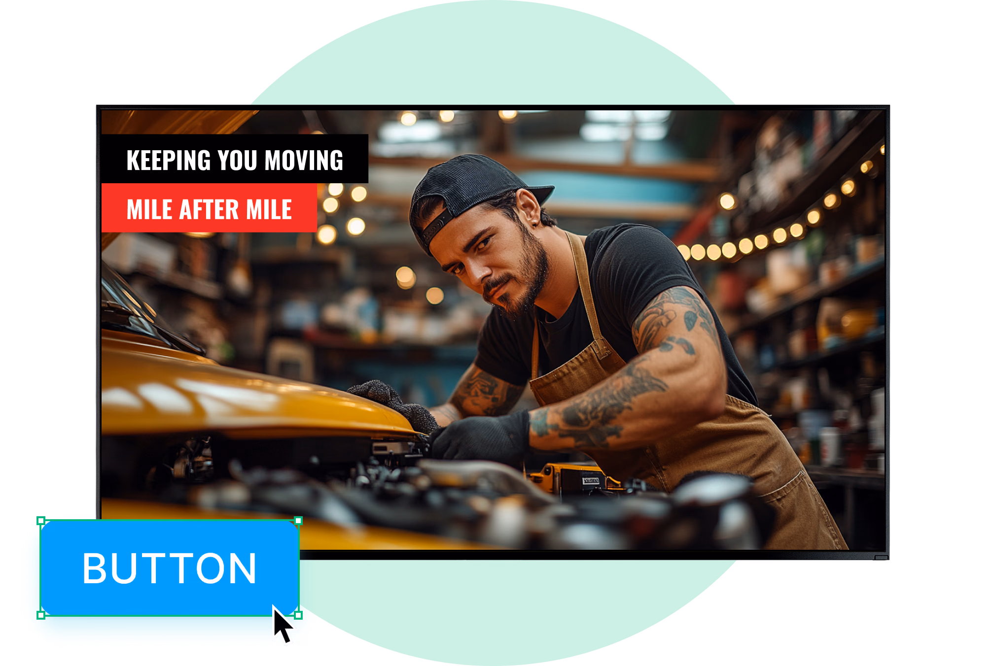 Keeping You Moving Mile After Mile服务屏幕,带有按钮组件