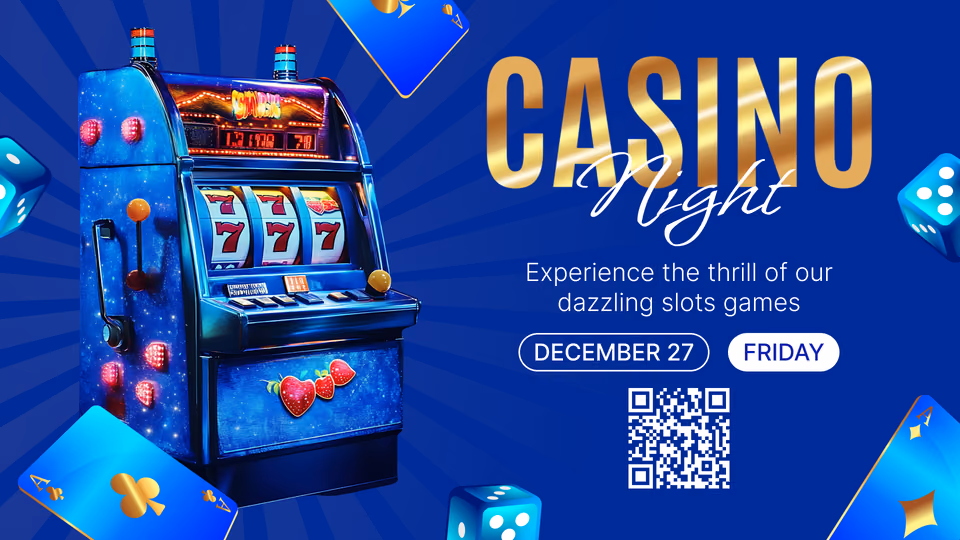 Modelo de promoção Casino Night de caça-níqueis com QR code