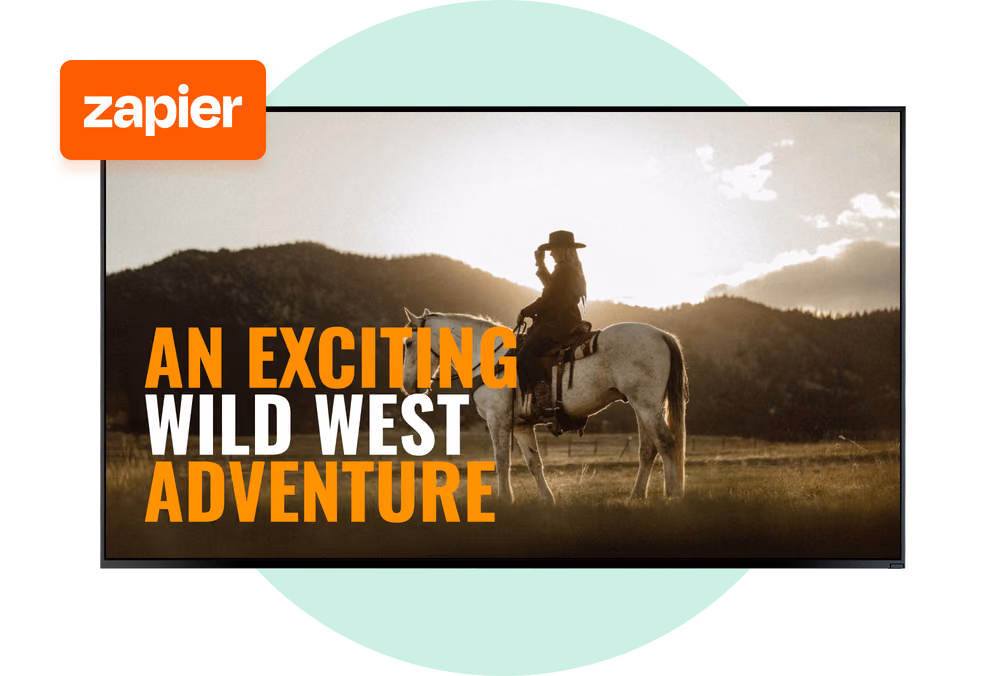 Экран трейлера «An Exciting Wild West Adventure» со значком интеграции Zapier
