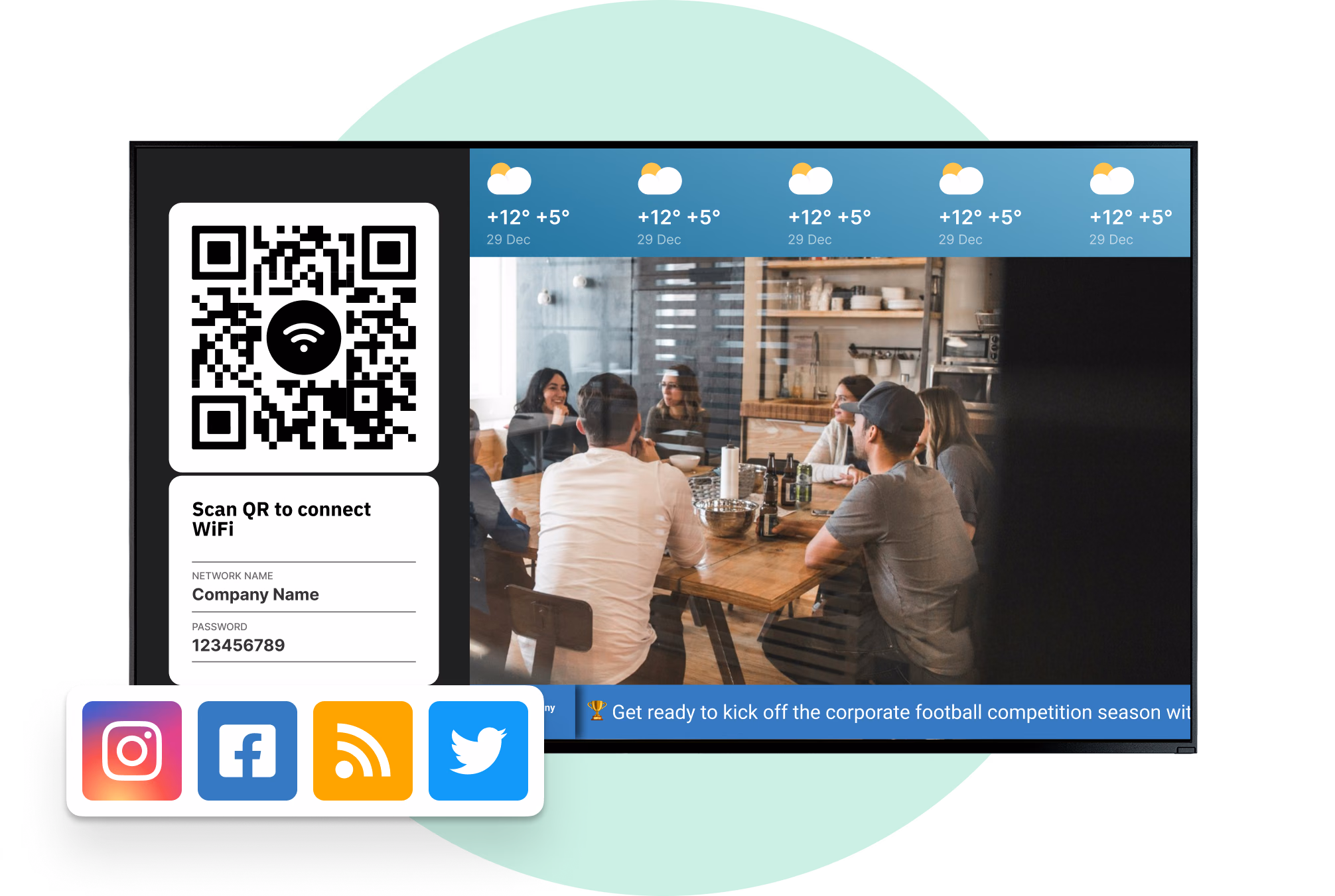 带Wi-Fi QR码画面的内容编辑器