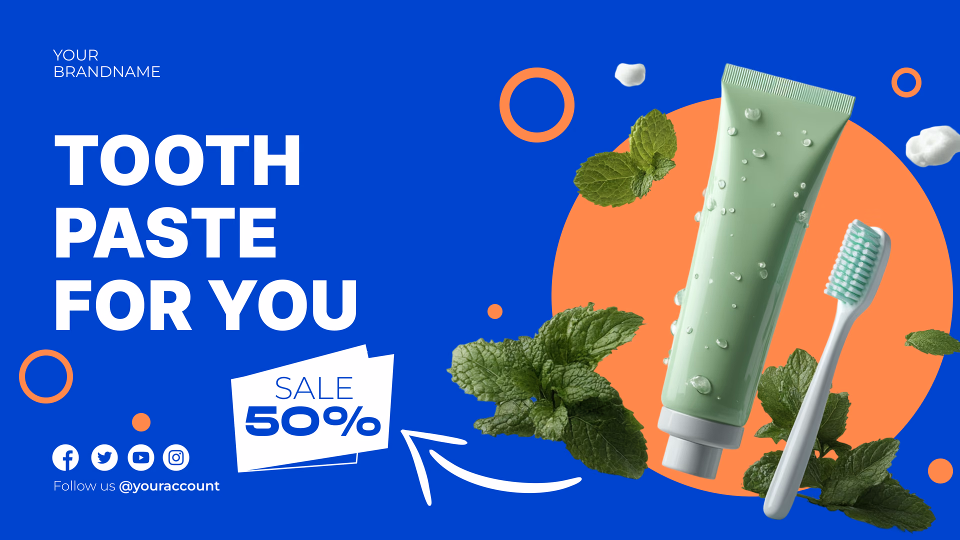 牙膏促销广告牌,50%折扣优惠