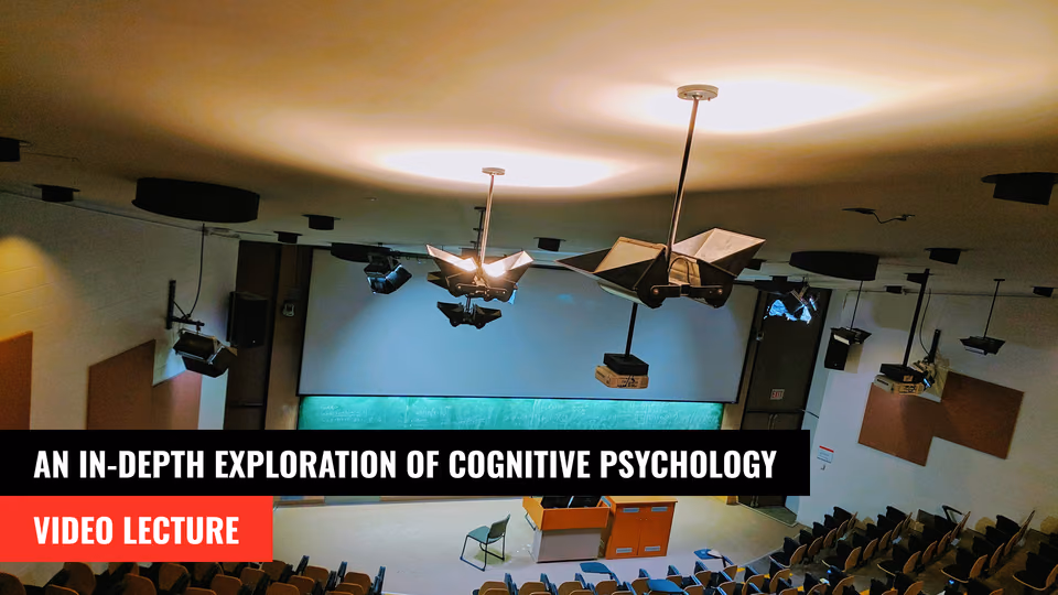 Modelo de aula em vídeo An In-Depth Exploration of Cognitive Psychology em um auditório