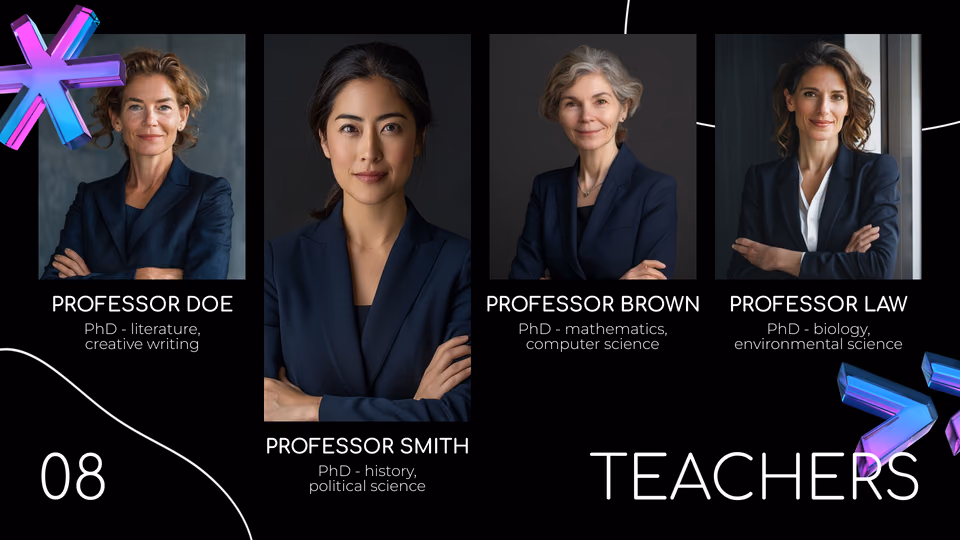 Modelo de diretório de professores 08 Teachers com quatro perfis de professor