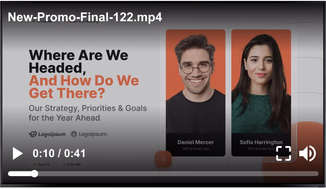 Типовой рекламный ролик поверх экрана общего собрания «Where Are We Headed»