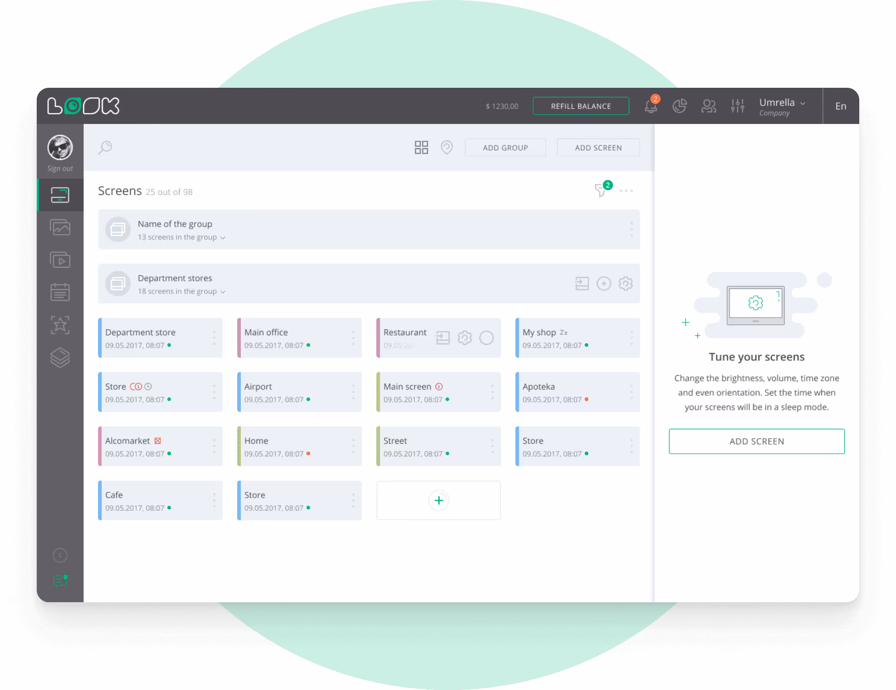 Interface multifaixas do software Look