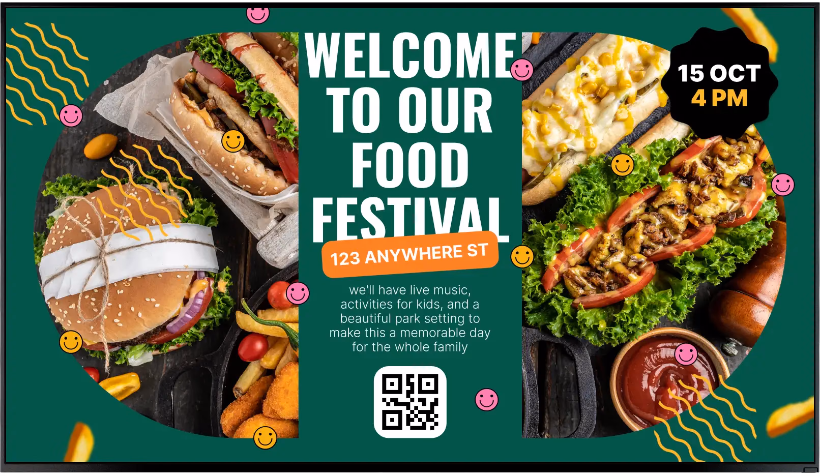 Promoção de evento comunitário Bem-vindo ao Nosso Festival de Comida