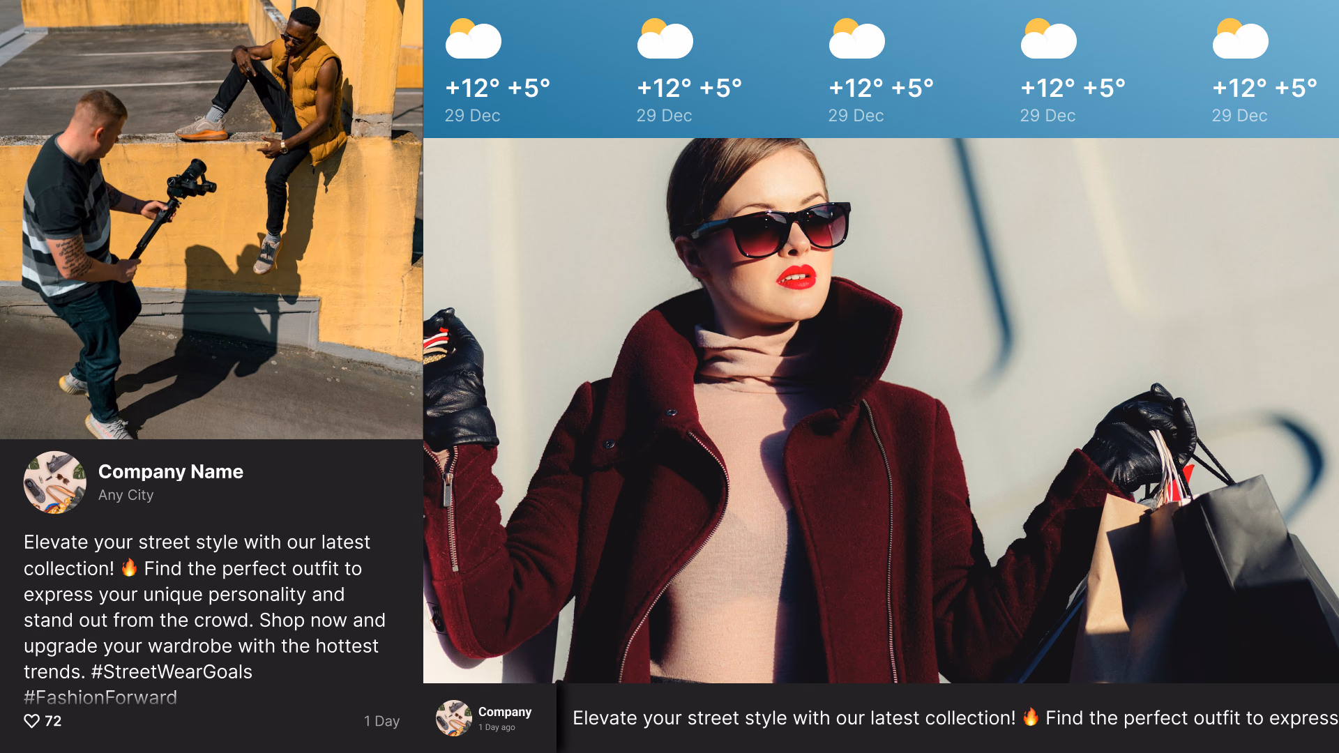 Post social de clima e estilo de rua