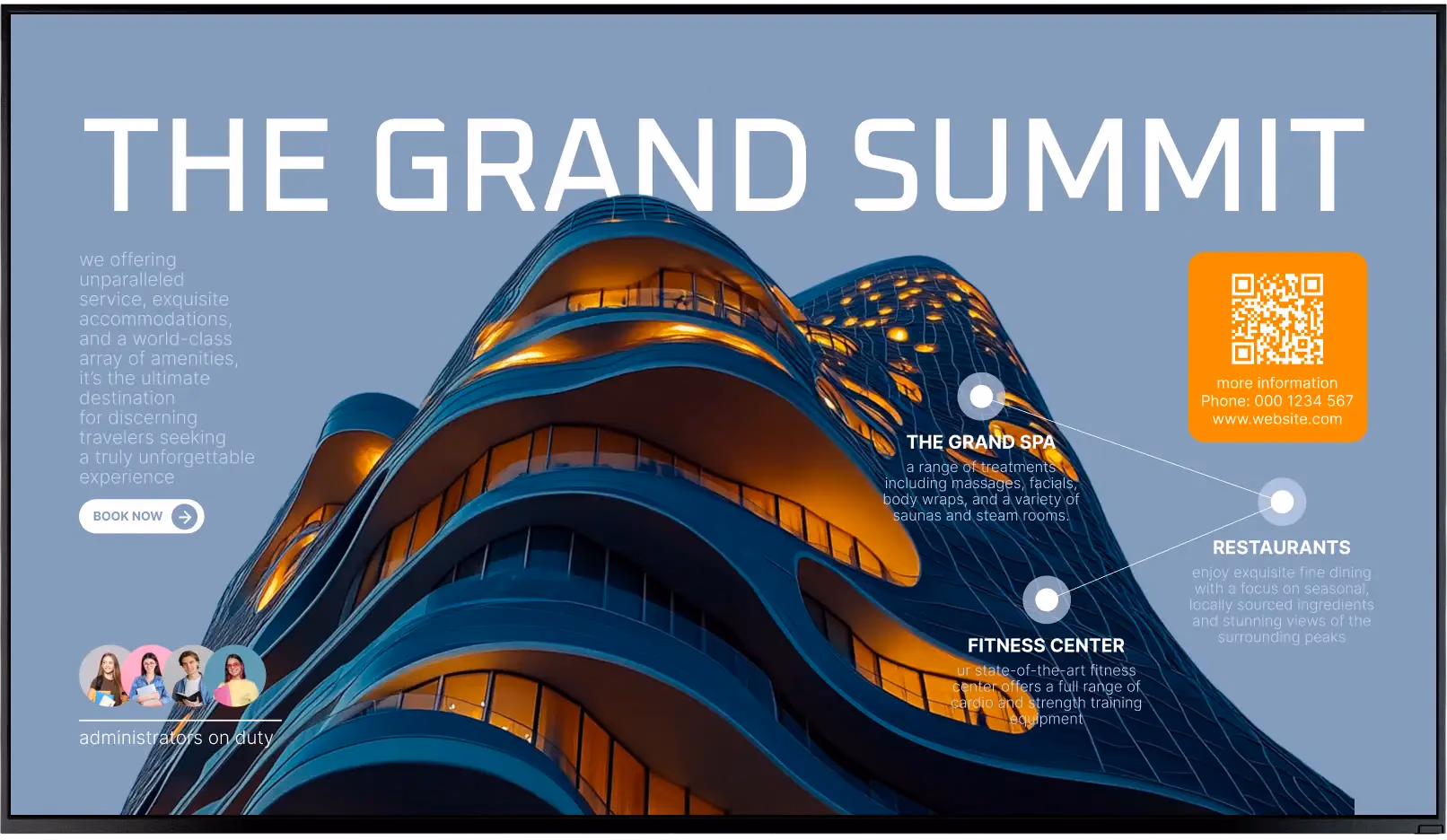 Grand Summit酒店设施屏幕,附二维码