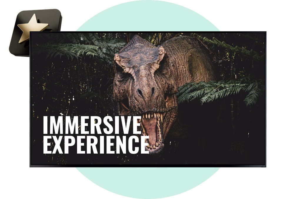 Экран атриума «Immersive Experience» с крупноформатным дисплеем выставки динозавров