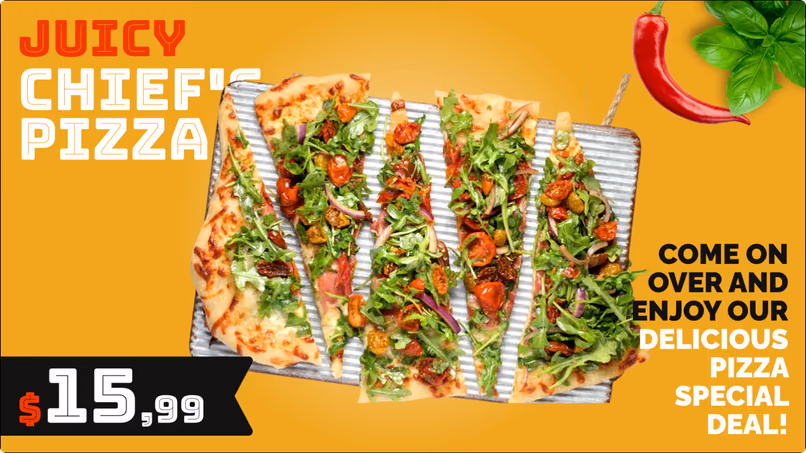 多汁Chief's Pizza特惠促销宣传