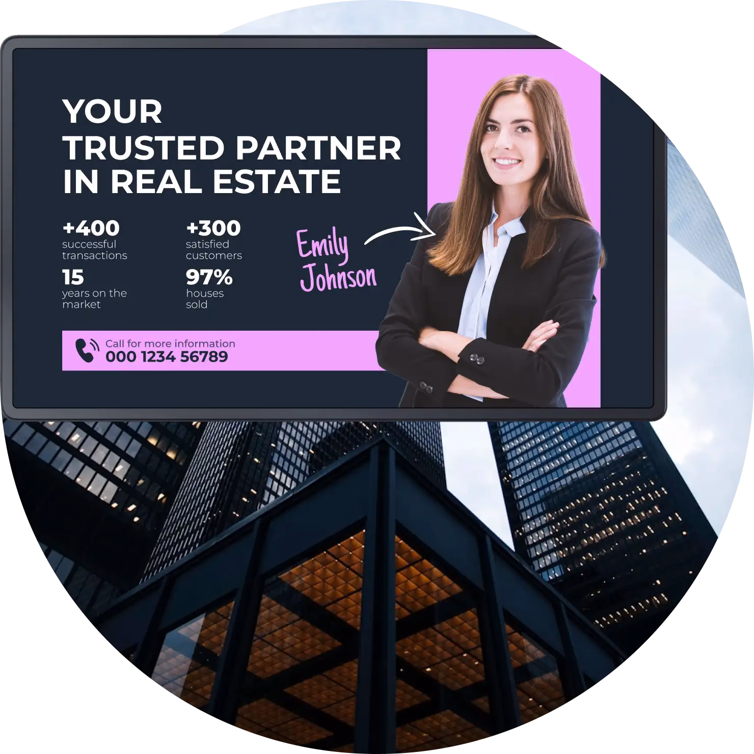 Экран рекламы «Your Trusted Partner in Real Estate»