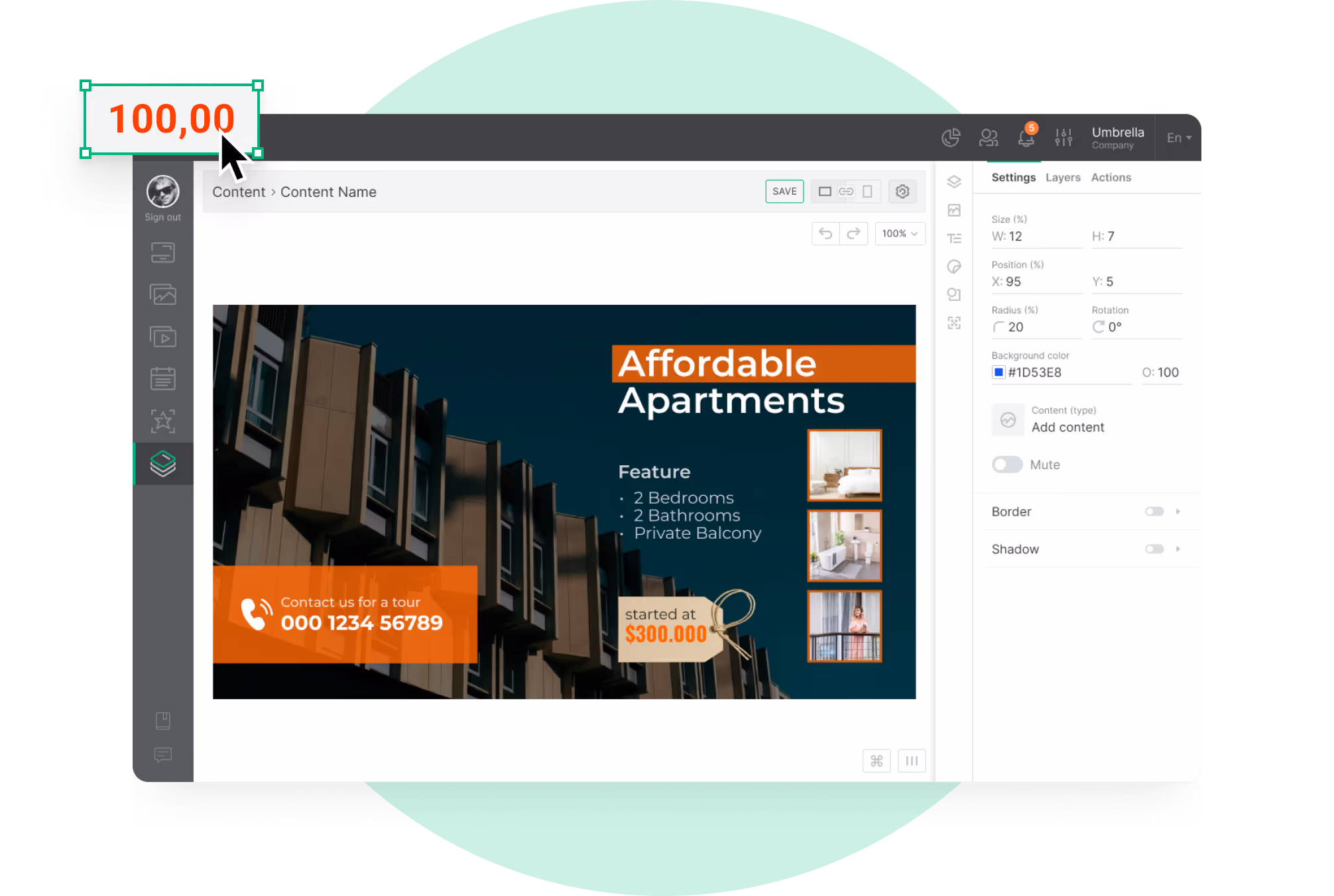 Редактор контента: сборка рекламы «Affordable Apartments»