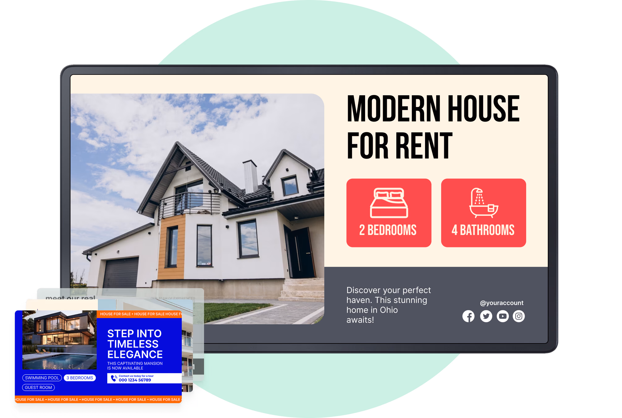 Карточка объекта «Modern House for Rent» с набором шаблонов