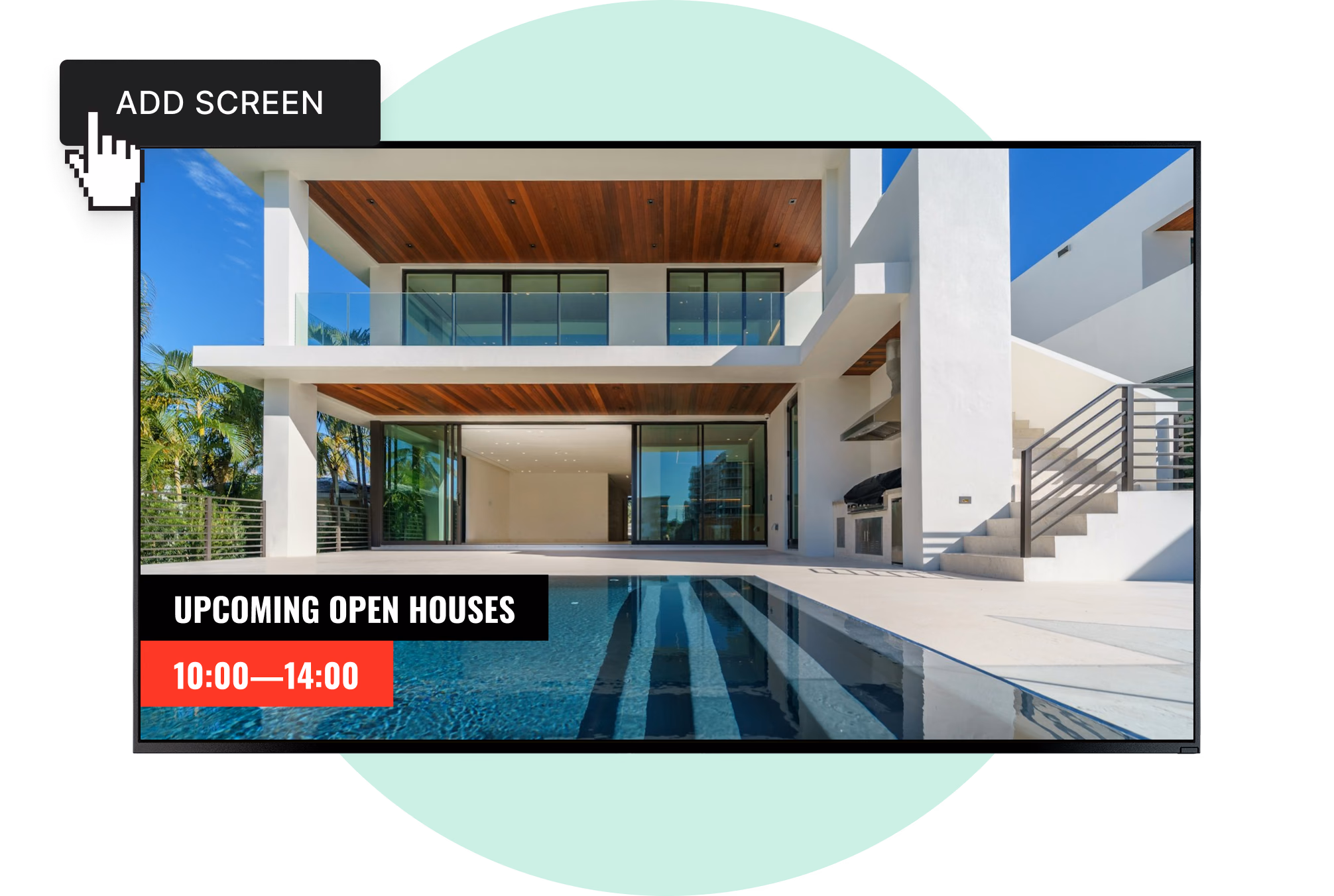 Экран «Upcoming Open Houses» с фото элитного объекта