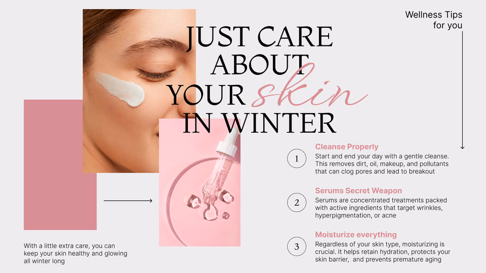 Modelo de dicas de bem-estar "Just Care About Your Skin in Winter"